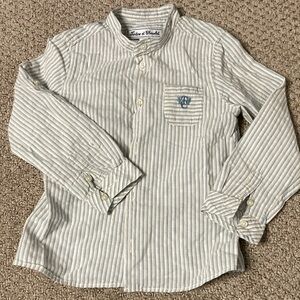 Tartine et Chocolat Blue and Gray Button Down Shirt with Classic Collar